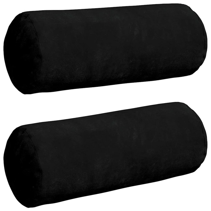 Set Perne Bolster 2 pcs Negru Ø 15 x 40 cm Tesatura din microfibra