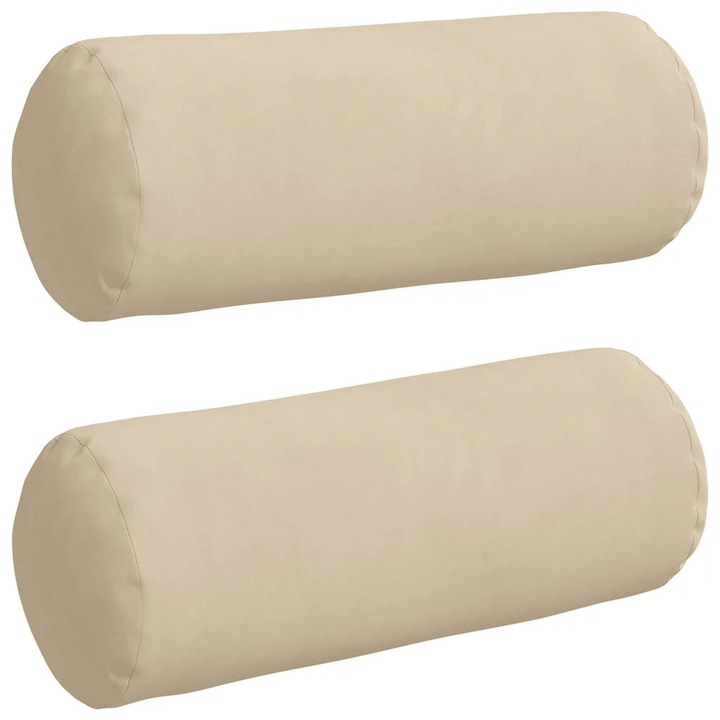 Set Perne Bolster 2 pcs Crem Ø 15 x 40 cm Tesatura din microfibra