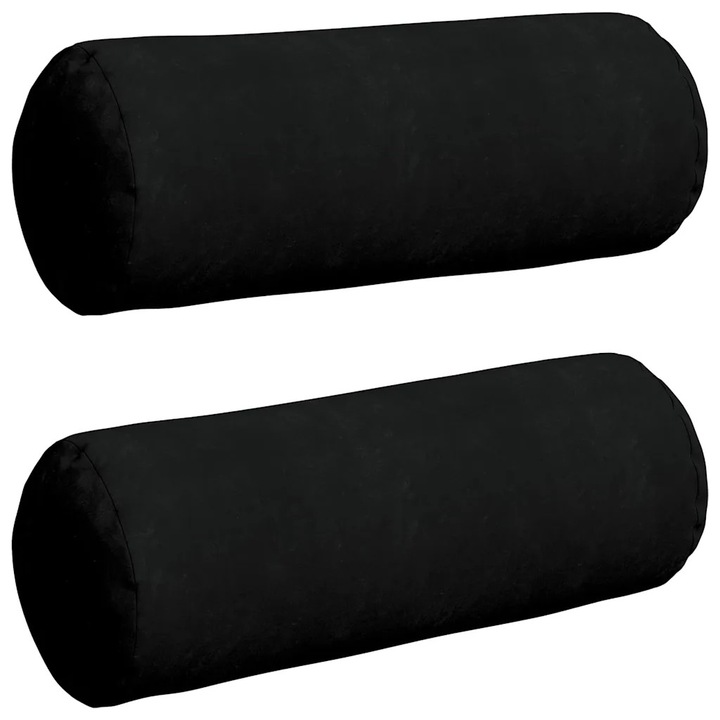 Set Perne Bolster 2 pcs Negru Ø 25 x 70 cm Tesatura din microfibra