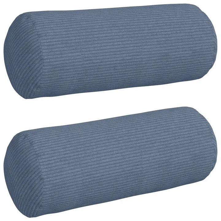 Set Perne Bolster 2 pcs albastru Ø 15 x 40 cm Tesatura din corduroy