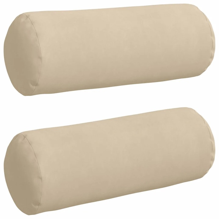 Set Perne Bolster 2 pcs Crem Ø 25 x 70 cm Tesatura din microfibra