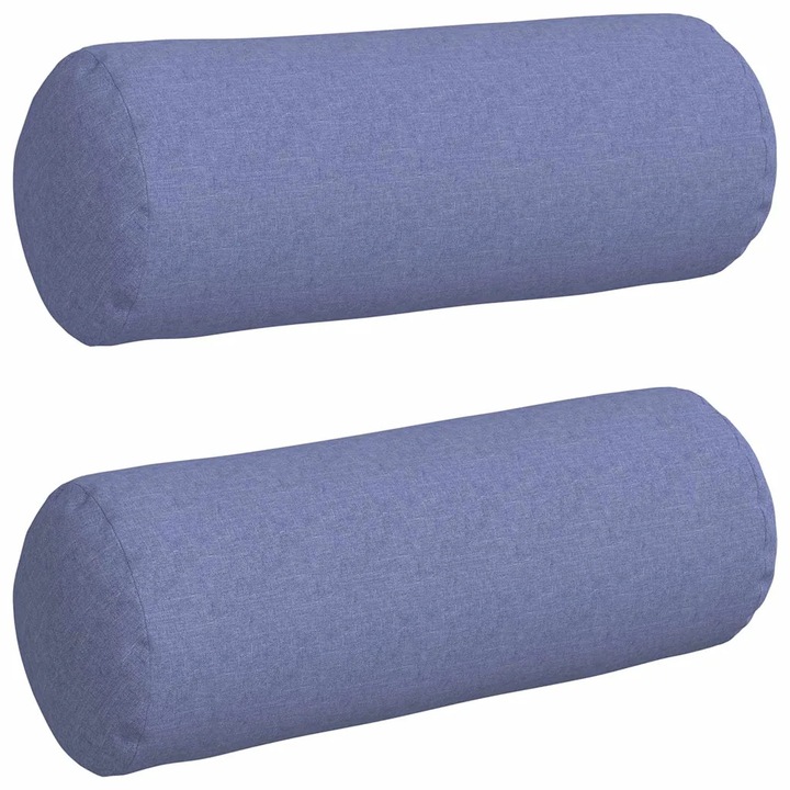 Set Perne Bolster 2 pcs Albastru Jeans Ø 25 x 70 cm tesatura