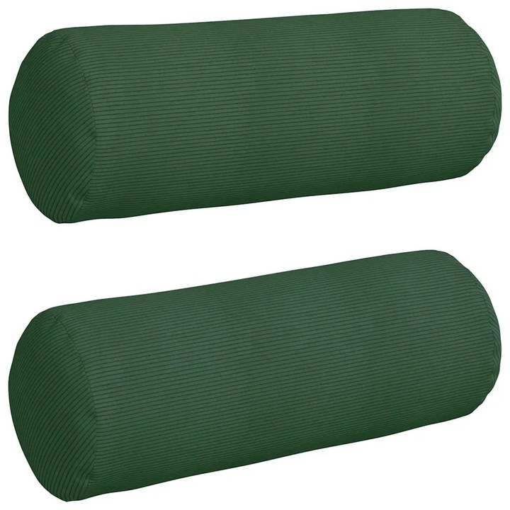 Set Perne Bolster 2 pcs Verde inchis Ø 25 x 70 cm
