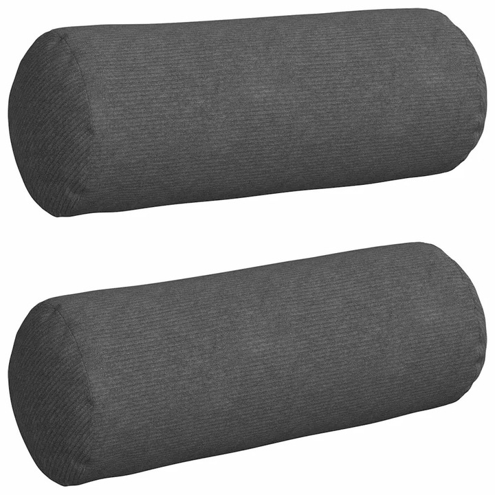 Set Perne Bolster 2 pcs Gri inchis Ø 25 x 70 cm