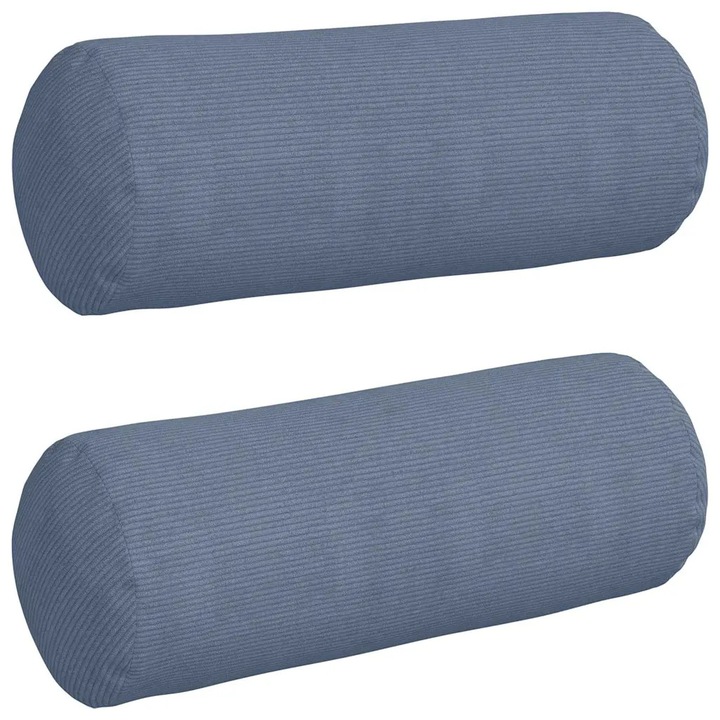 Set Perne Bolster 2 pcs albastru Ø 25 x 70 cm Tesatura din corduroy