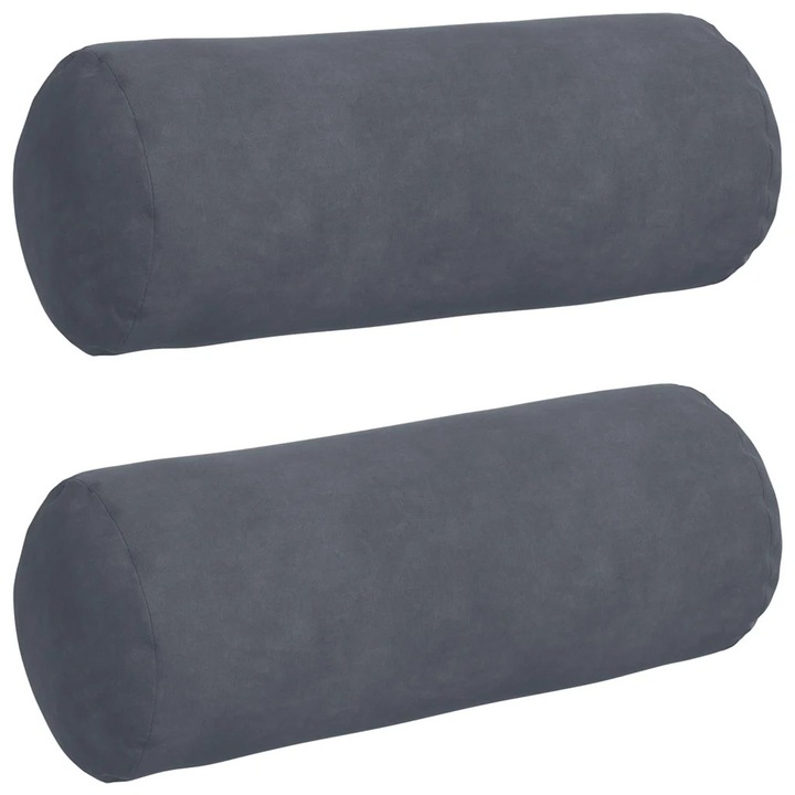 Set Perne Bolster vidaXL, 2 pcs Gri inchis Ø 15 x 40 cm