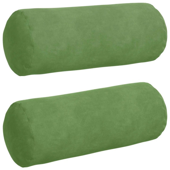 Set Perne Bolster vidaXL, 2 pcs Verde deschis Ø 15 x 40 cm