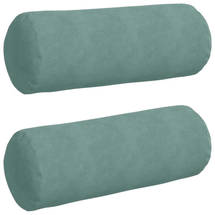 Set Perne Bolster vidaXL, 2 pcs Verde Marii Ø 25 x 70 cm