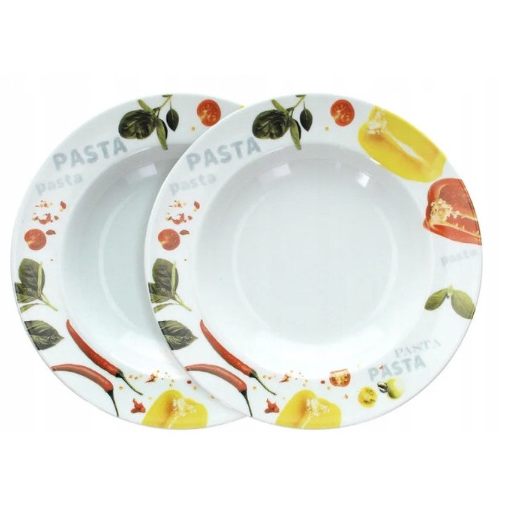 2 db porcelántányér készlet, zöldség motívum, 27 cm, mikrohullámú sütőben és mosogatógépben mosható