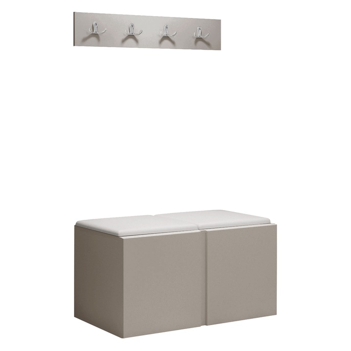 Mobilier pentru hol Tavasz VI, MIRJAN 24, casmir + alb piele ecologica, 44x84x42 cm