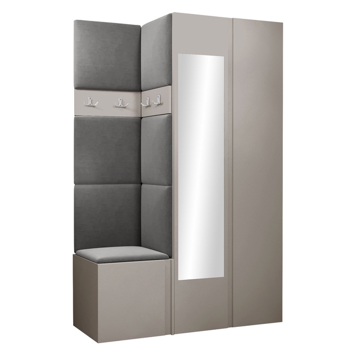 Mobilier pentru hol Tavasz XXVI, MIRJAN 24, casmir + gri, 46x116x186 cm