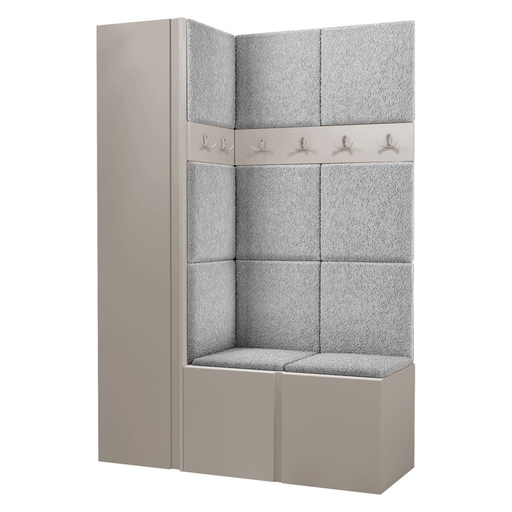 Mobilier pentru hol Tavasz IX, MIRJAN 24, casmir + boucle gri deschis, 46x124x186 cm