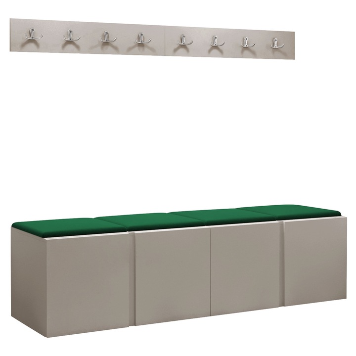 Mobilier pentru hol Tavasz VII, MIRJAN 24, casmir + verde, 44x168x42 cm