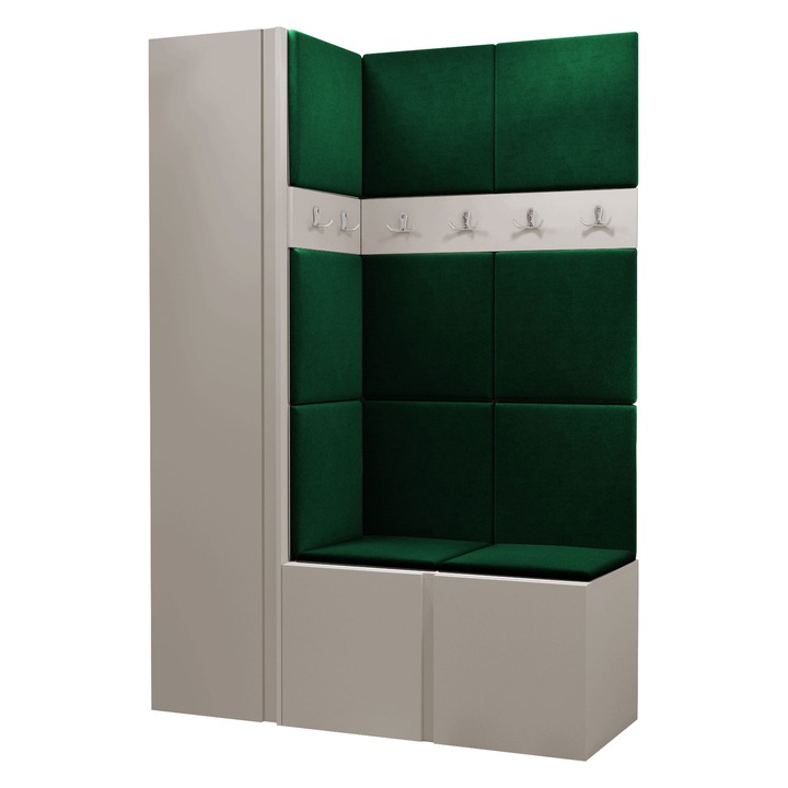 Mobilier pentru hol Tavasz IX, MIRJAN 24, casmir + verde, 46x124x186 cm