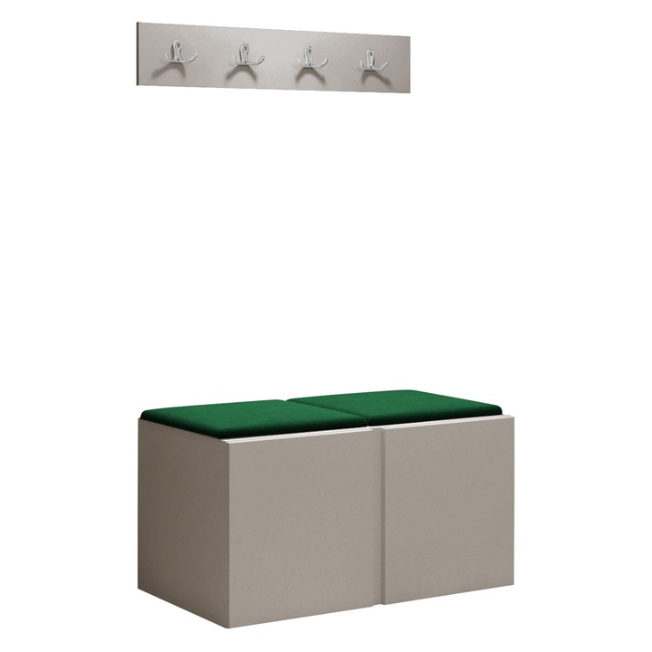 Mobilier pentru hol Tavasz VI, MIRJAN 24, casmir + verde, 44x84x42 cm