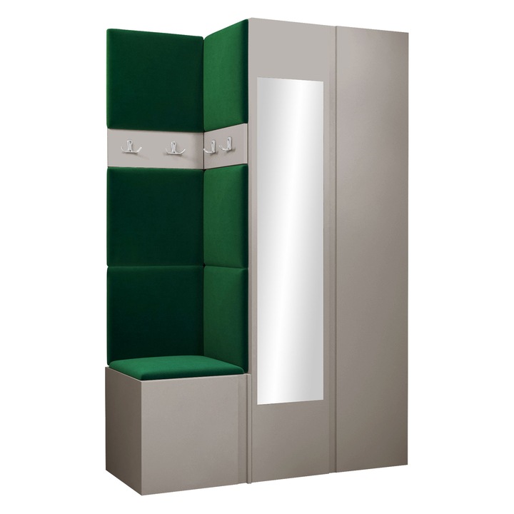 Mobilier pentru hol Tavasz XXVI, MIRJAN 24, casmir + verde, 46x116x186 cm