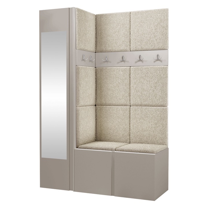 Mobilier pentru hol Tavasz X, MIRJAN 24, casmir + boucle bej, 46x124x186 cm
