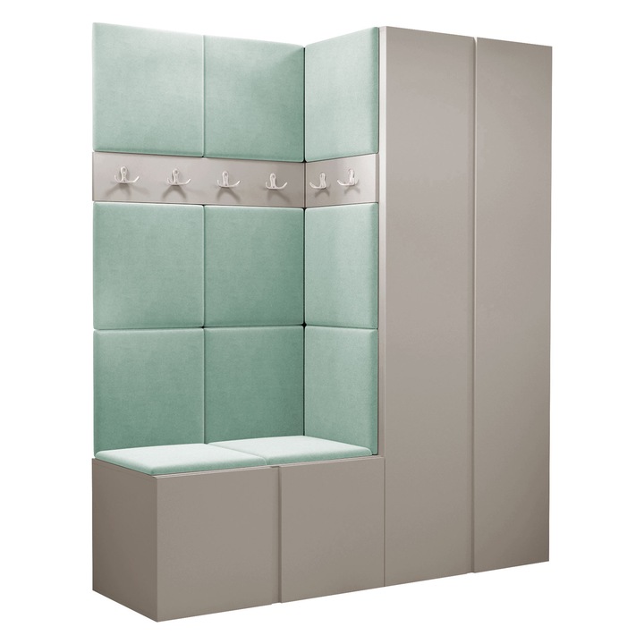 Mobilier pentru hol Tavasz III, MIRJAN 24, casmir + menta, 46x158x186 cm