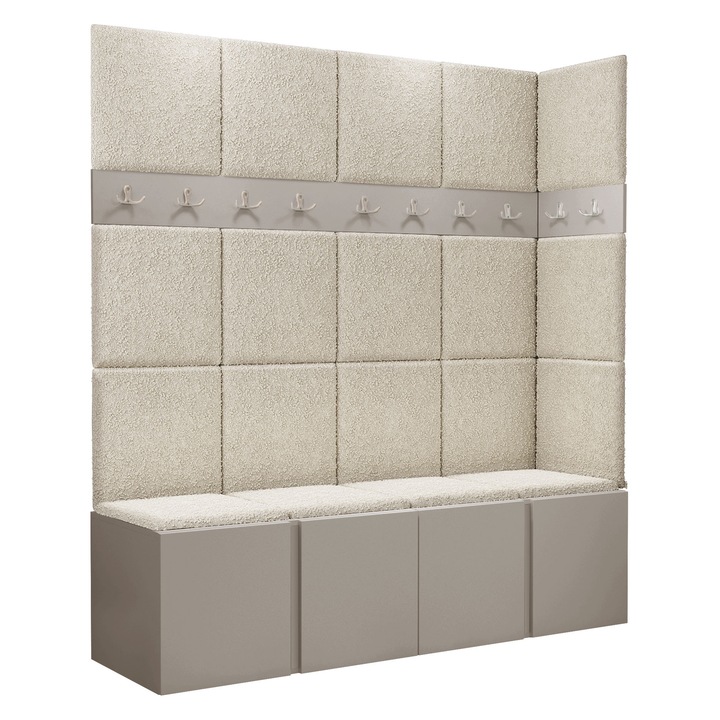 Mobilier pentru hol Tavasz II, MIRJAN 24, casmir + boucle bej, 46x168x186 cm