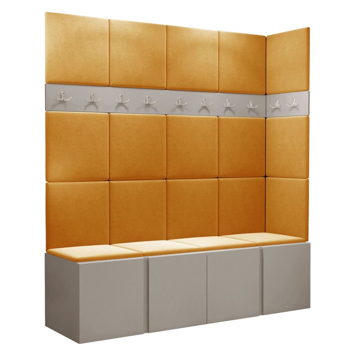 Mobilier pentru hol Tavasz II, MIRJAN 24, casmir + galben, 46x168x186 cm