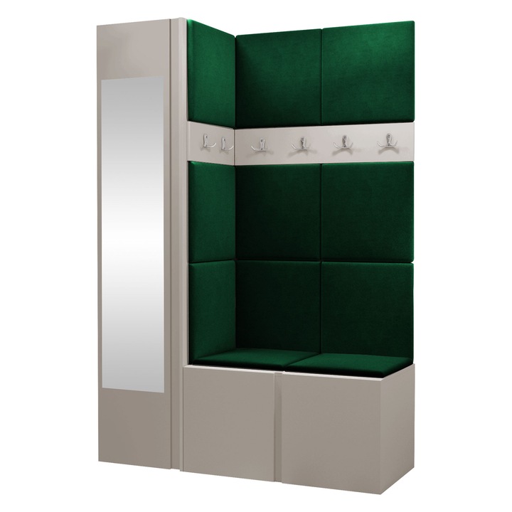 Mobilier pentru hol Tavasz X, MIRJAN 24, casmir + verde, 46x124x186 cm