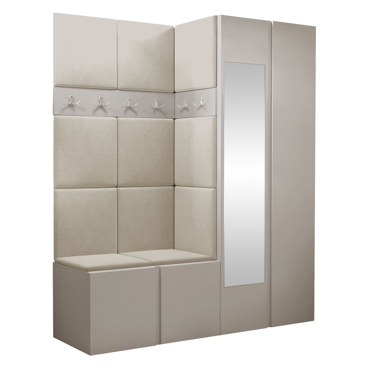 Mobilier pentru hol Tavasz XII, MIRJAN 24, casmir + bej, 46x158x186 cm