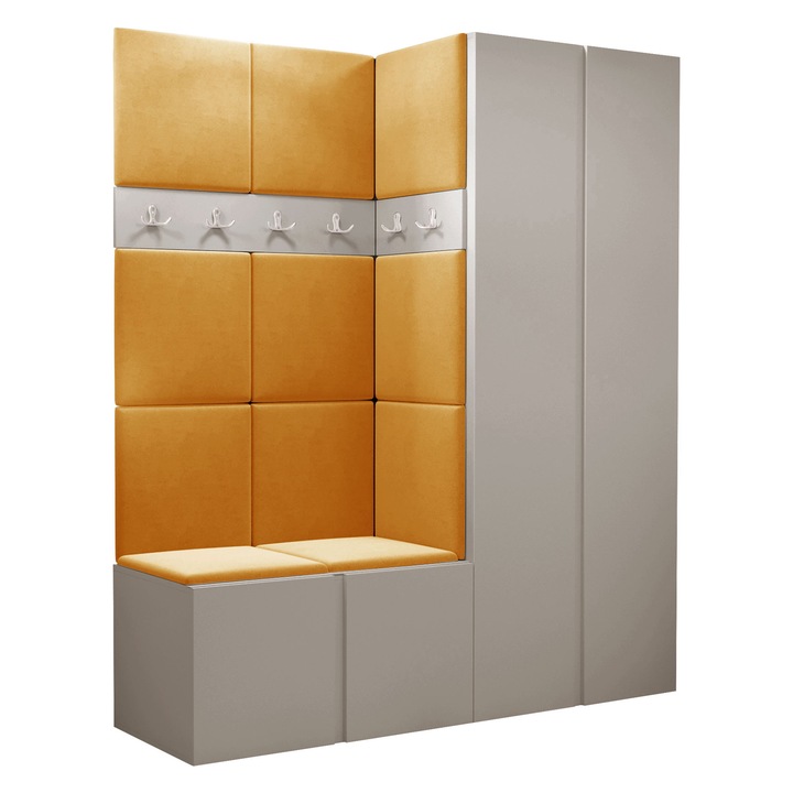 Mobilier pentru hol Tavasz III, MIRJAN 24, casmir + galben, 46x158x186 cm