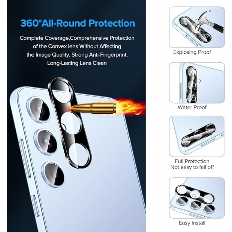 Folie protectie ecran si lentile camera, 2 bucati, sticla securizata 9H, transparent-negru, 0.33mm, compatibila cu Samsung Galaxy S25