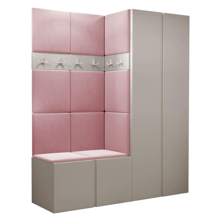 Mobilier pentru hol Tavasz III, MIRJAN 24, casmir + roz, 46x158x186 cm