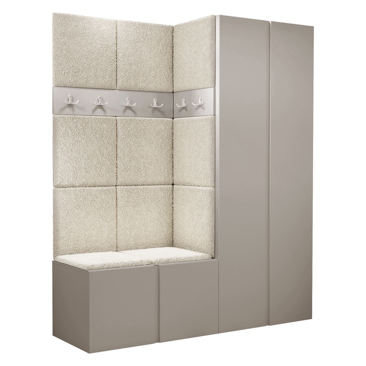 Mobilier pentru hol Tavasz III, MIRJAN 24, casmir + boucle bej, 46x158x186 cm