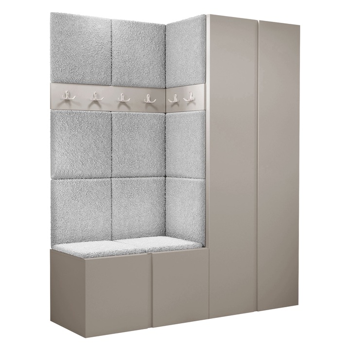 Mobilier pentru hol Tavasz III, MIRJAN 24, casmir + boucle gri deschis, 46x158x186 cm