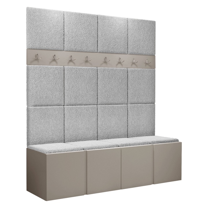 Mobilier pentru hol Tavasz V, MIRJAN 24, casmir + boucle gri deschis, 46x168x186 cm