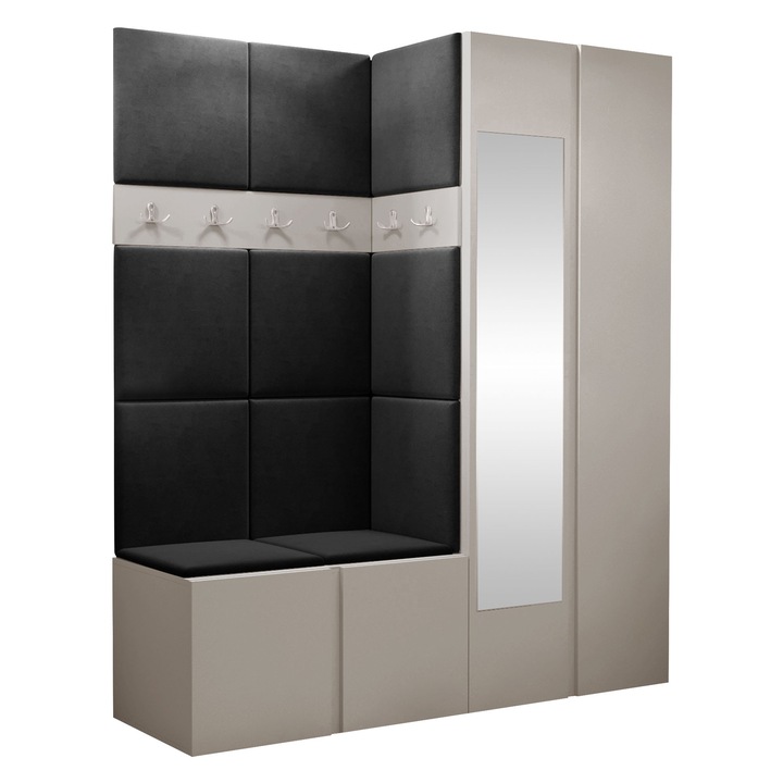 Mobilier pentru hol Tavasz XII, MIRJAN 24, casmir + negru, 46x158x186 cm