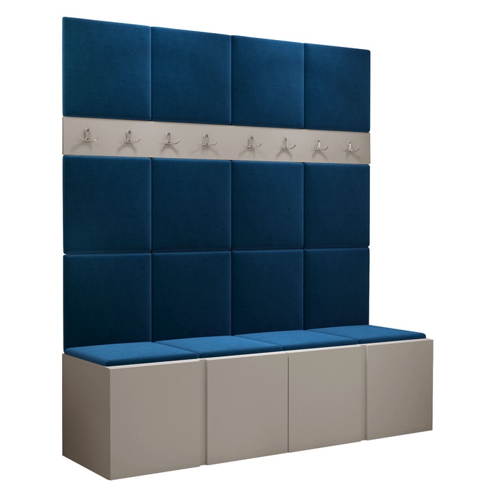 Mobilier pentru hol Tavasz V, MIRJAN 24, casmir + albastru, 46x168x186 cm