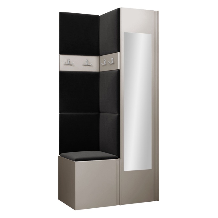 Mobilier pentru hol Tavasz XXV, MIRJAN 24, casmir + negru, 46x82x186 cm