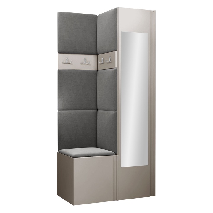 Mobilier pentru hol Tavasz XXV, MIRJAN 24, casmir + gri, 46x82x186 cm