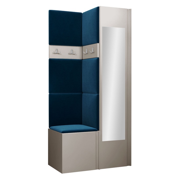 Mobilier pentru hol Tavasz XXV, MIRJAN 24, casmir + albastru, 46x82x186 cm