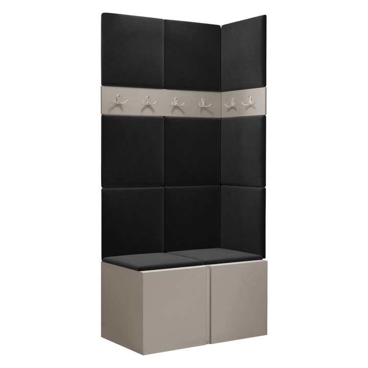 Mobilier pentru hol Tavasz I, MIRJAN 24, casmir + negru, 46x84x186 cm