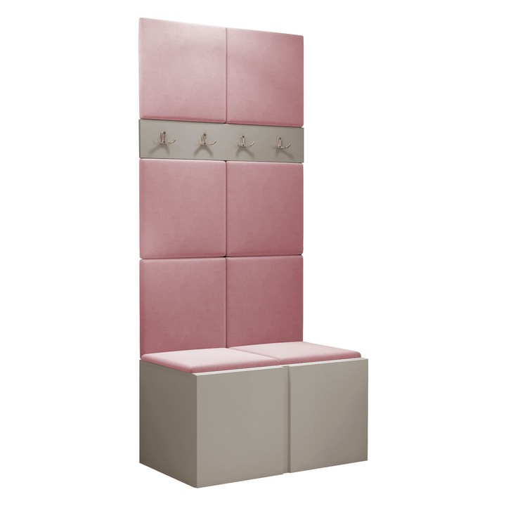 Mobilier pentru hol Tavasz IV, MIRJAN 24, casmir + roz, 46x84x186 cm