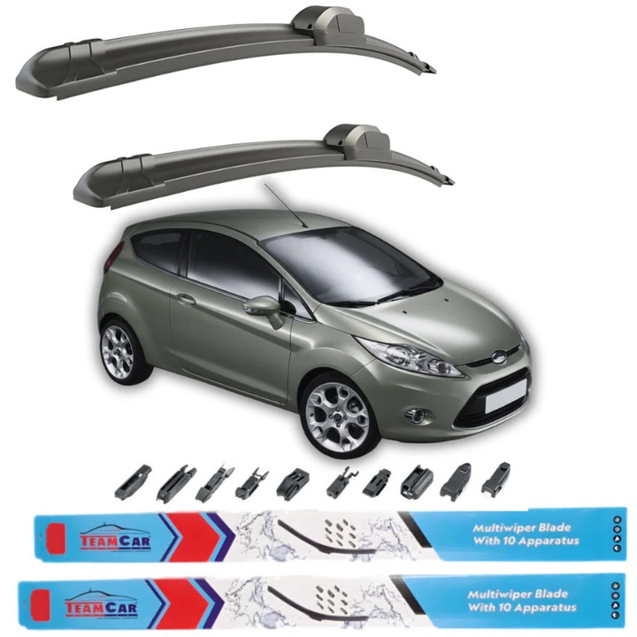 Stergatoare TeamCar pentru Ford Fiesta VI Hatchback 3 usi 2008–2012, Set fata, 650x400mm, Push-Button 19mm