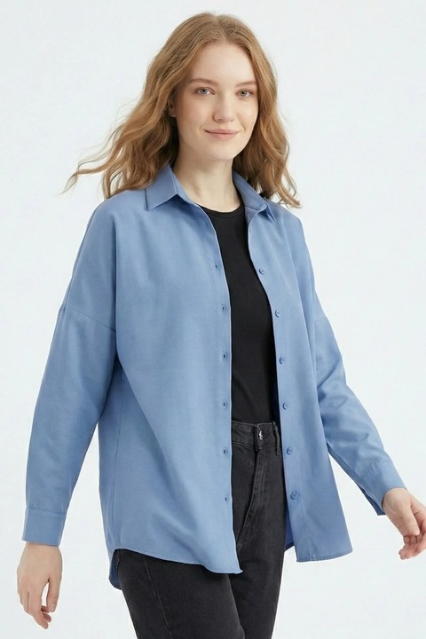 Camasa Big Dart, poplin, bumbac, albastru