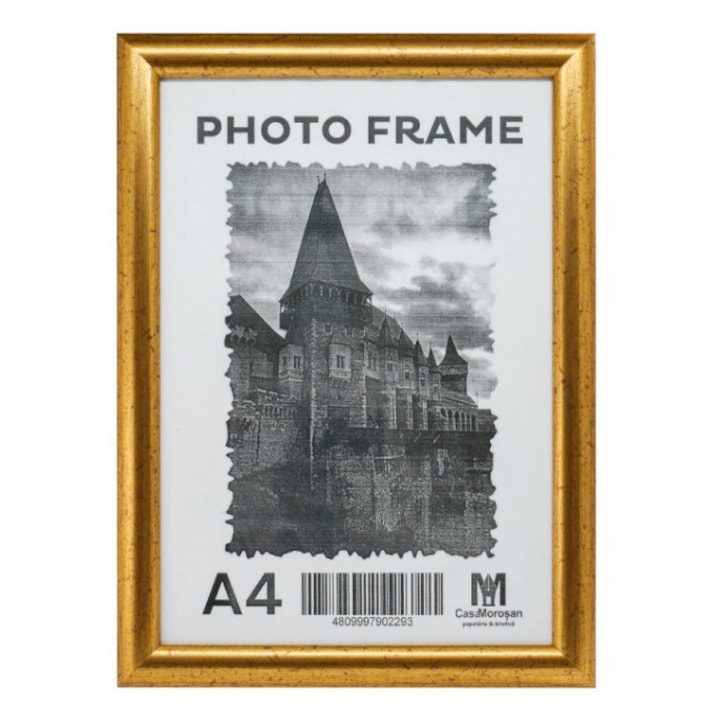 Рамка за снимки А4, Златна, за бюро и стена, класически дизайн, 21x29.7 см