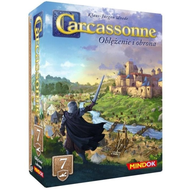 Carcassonne 7 Oblegerea si Apararea, Bard Centrum Gier, set cu 18 placi, 2 placi de fortareata, 3 catapulte