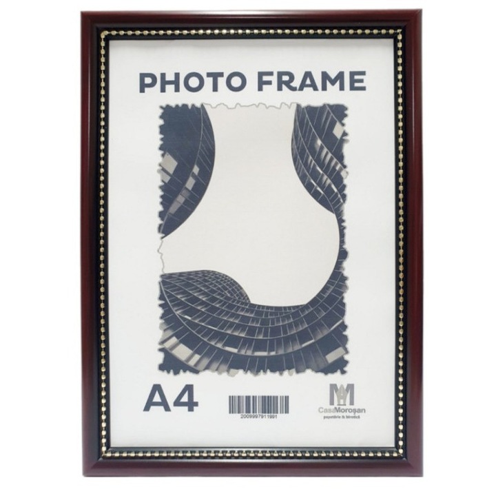 Рамка за снимки А4, кафява с мъниста, за бюро и стена, класически дизайн, 21x29.7 см