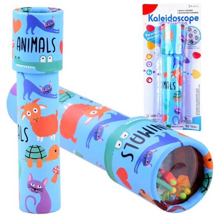 Kaleidoscop JOKOMISIADA, 18cm, cu grafica animalelor, jucarie educativa