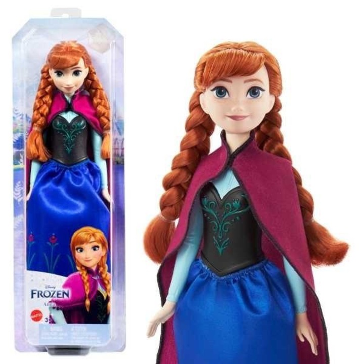 Papusa Disney Frozen Anna, costum de calatorie, accesorii, 30cm