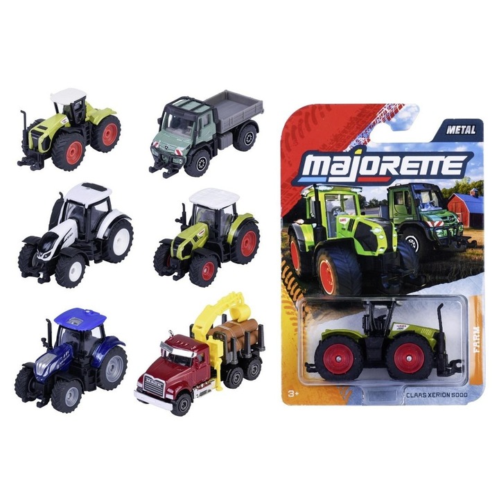 Masinute Majorette set 6 bucati, vehicule agricole, metalice, 7,5cm, multicolor