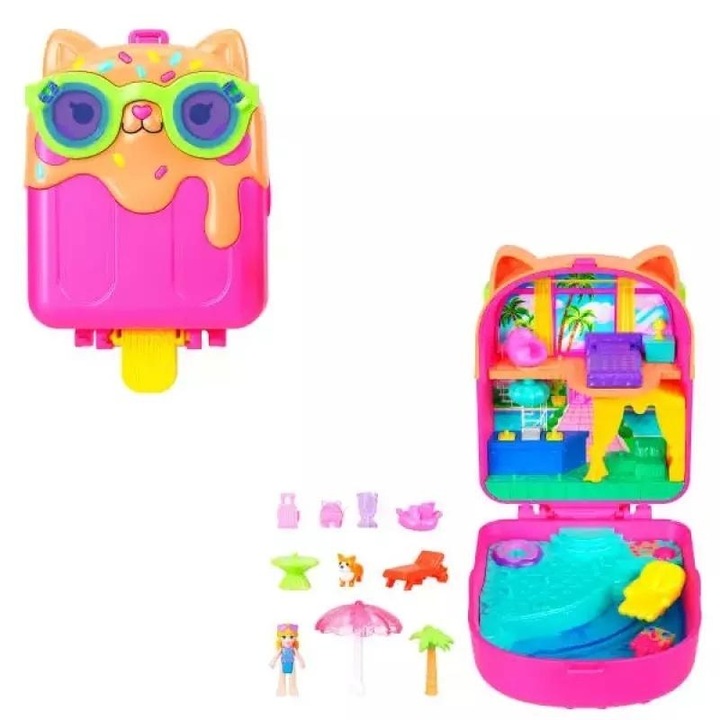 Polly Pocket set compact, Mattel, casa de papusi, mobilier