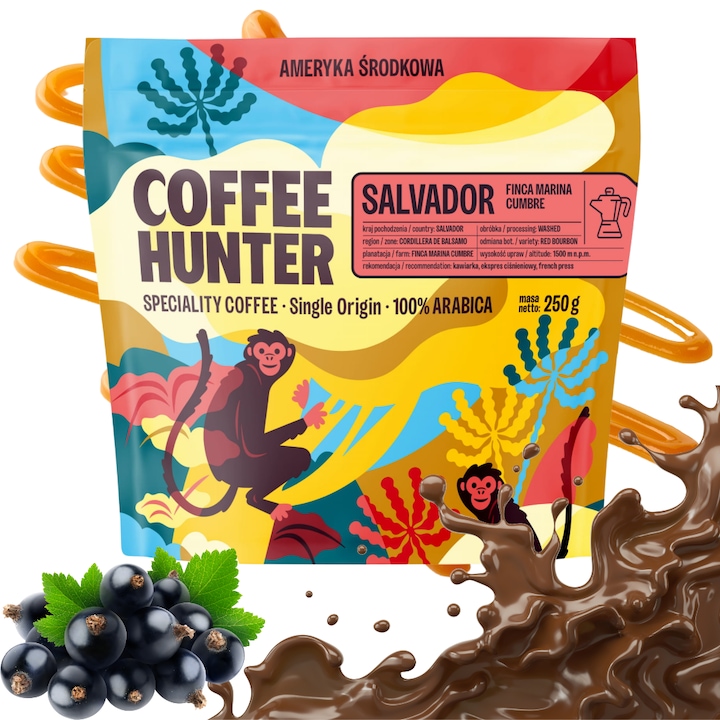 Cafea Salvador Finca Marina Cumbre, 250g, 100% arabica, gust intens, caramel, ciocolata, boabe
