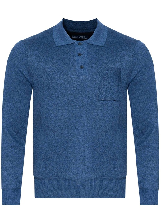Pulover barbati, New Wise, 58% acril, 22% elastan, 20% modal, Albastru/Bleumarin